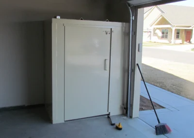 FEMA-compliant above ground storm shelters are built with reinforced materials to withstand tornado winds and flying debris.